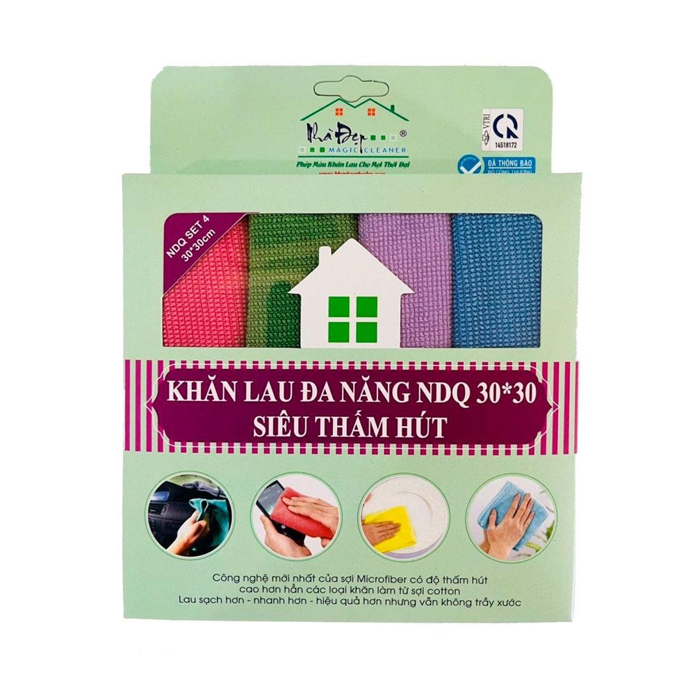 Khăn lau đa năng NDQ 30x30cm set 4